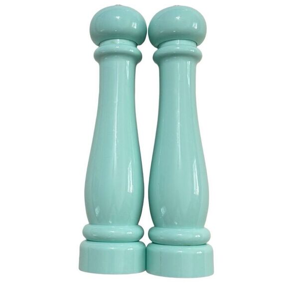 Electric Turquoise Pepper & Salt Mills 12” Tall Light Weight Plastic Set Of 2 - Picture 2 of 10
